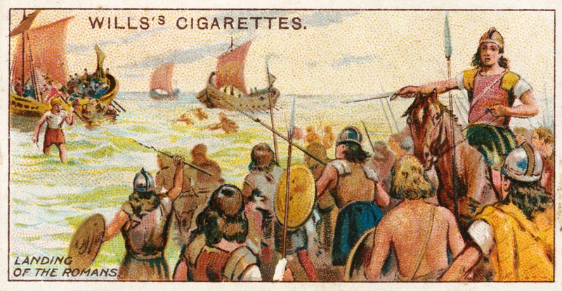 Romernes landgang i 55 f.Kr af English School