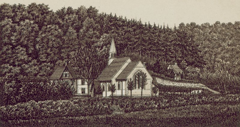 Langrish Kirke (litografi) af English School