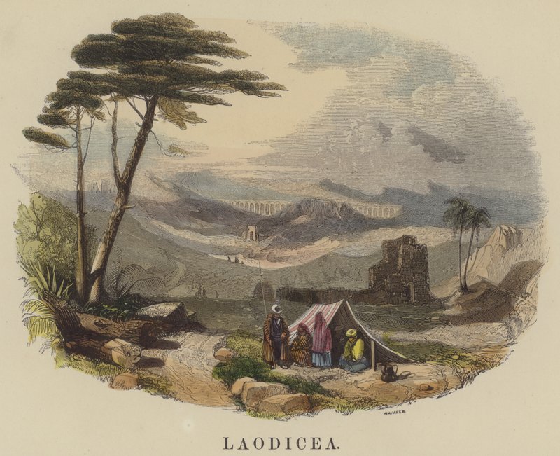 Laodikea (farvet gravering) af English School