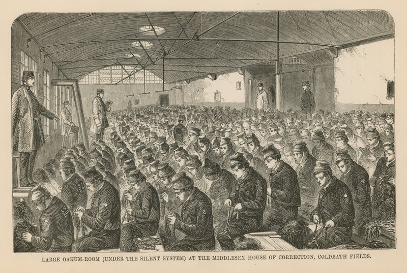 Stort egetræsværelse i Middlesex House of Correction af English School