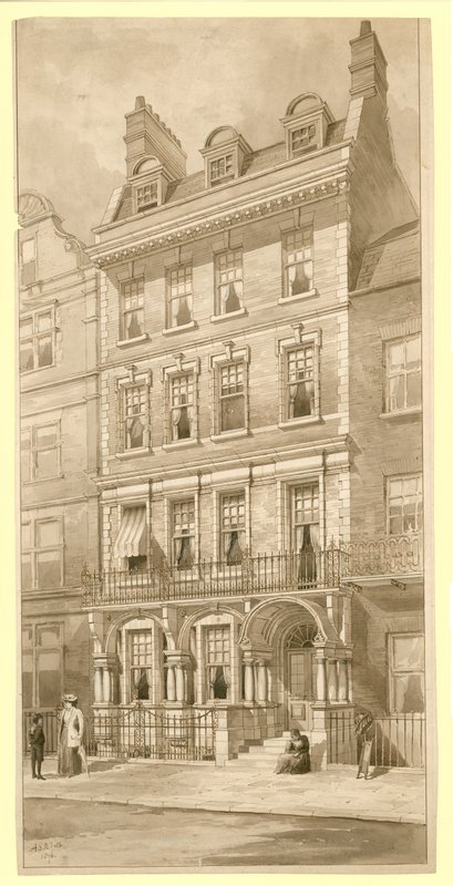 Sidste hus i hjørnet af Bedford Square og Adeline Street, London (wc på papir) af English School