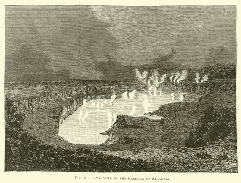 Lava lake in the Caldera of Kilauea  af English School