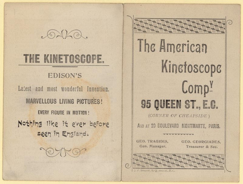 Folder, der reklamerer for Kinetoskopet af English School