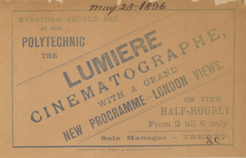 Folder reklame Lumiere Cinematograph af English School