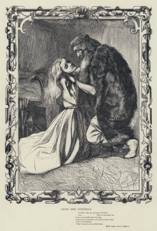 Lear og Cordelia, Kong Lear, 4. akt, 7. scene (kobberstik) af English School