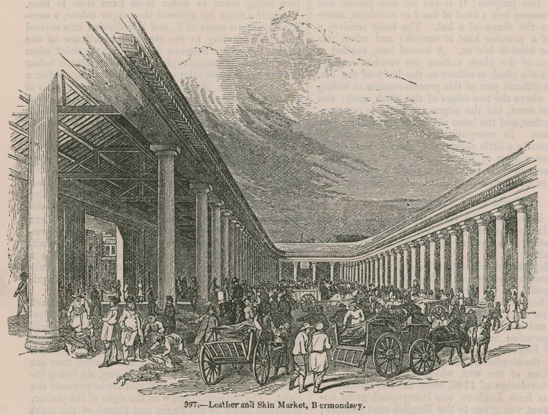 Læder- og hudmarked, Bermondsey, London af English School