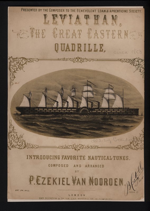 Leviathan, the Great Eastern, victoriansk nodecover (litho) af English School