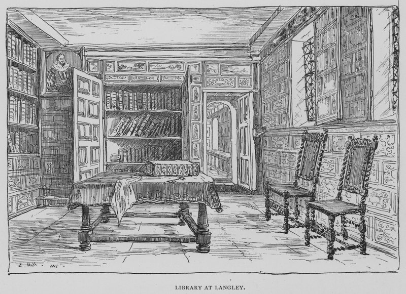 Bibliotek i Langley (gravering) af English School