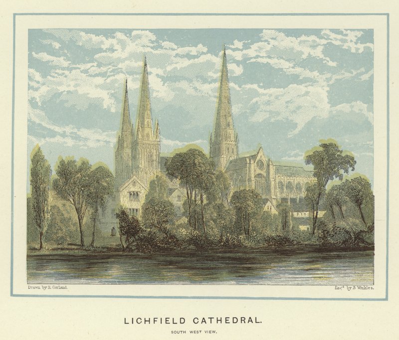 Lichfield Cathedral, sydvestlig udsigt af English School