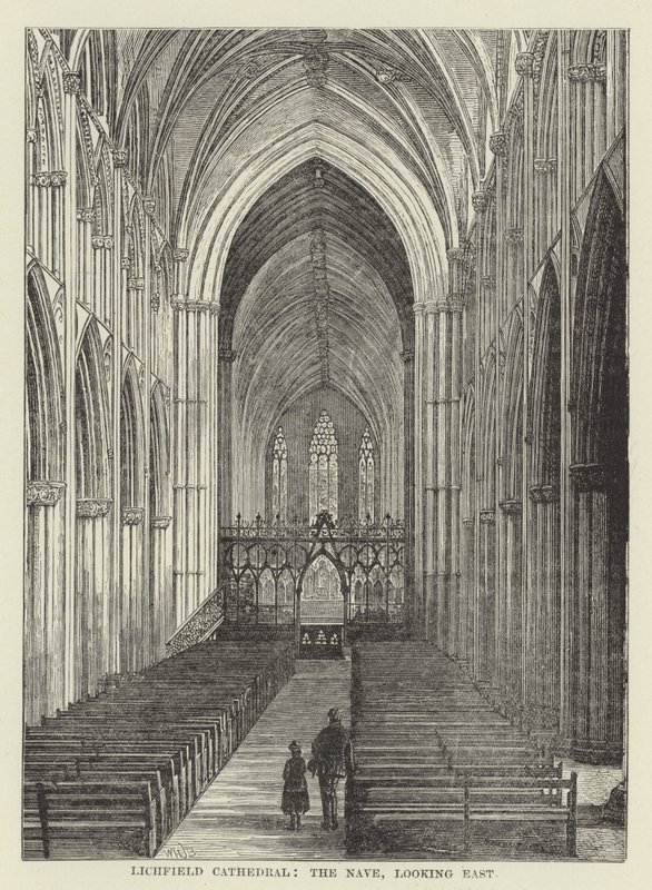 Lichfield Cathedral, skibet, med udsigt mod øst af English School