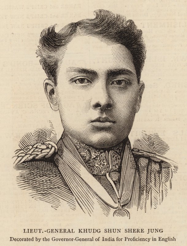 Generalløjtnant Khudg Shun Shere Jung (gravering) af English School