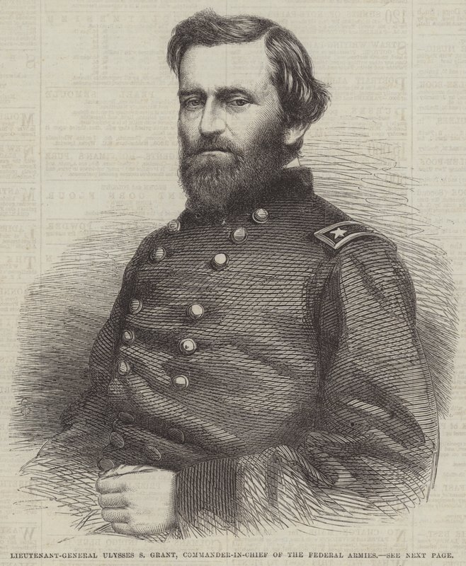Generalløjtnant Ulysses S Grant, øverstkommanderende for de føderale hære (gravering) af English School