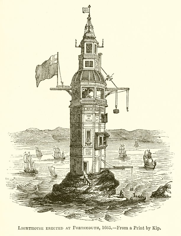 Fyrtårn opført i Portsmouth, 1665 af English School