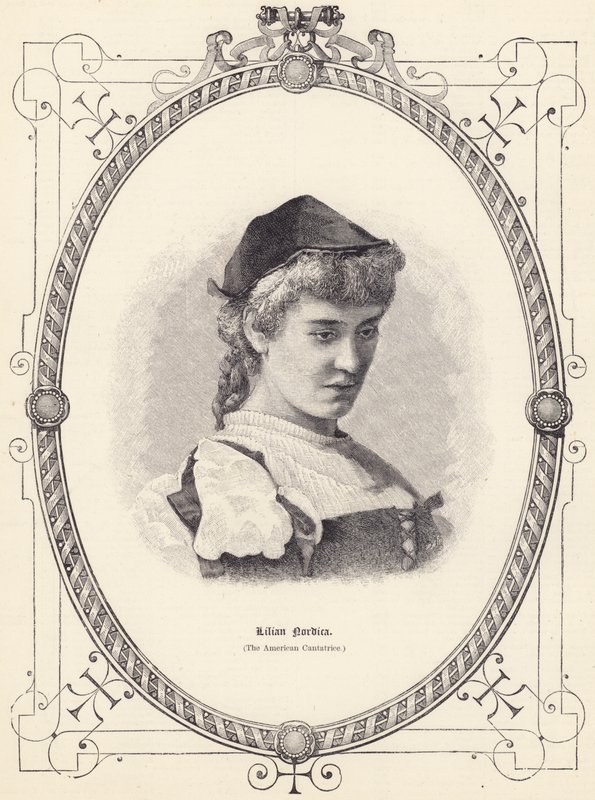 Lilian Nordica (den amerikanske Cantatrice) (gravering) af English School