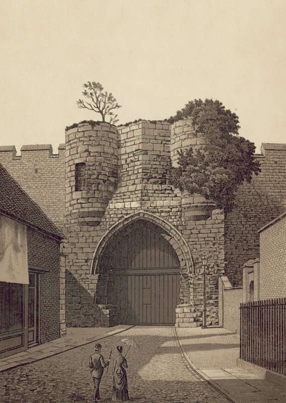 Lincoln, Castle Gateway (litografi) af English School