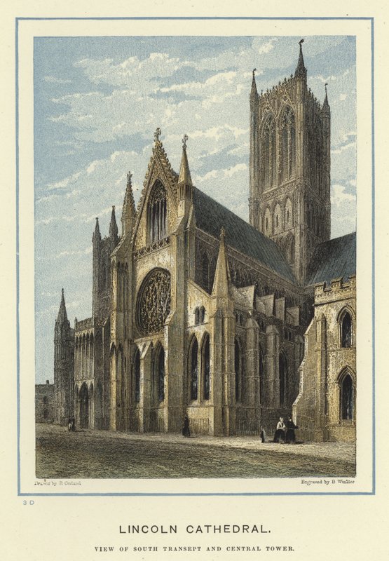 Lincoln Cathedral, udsigt over det sydlige tværskib og det centrale tårn af English School