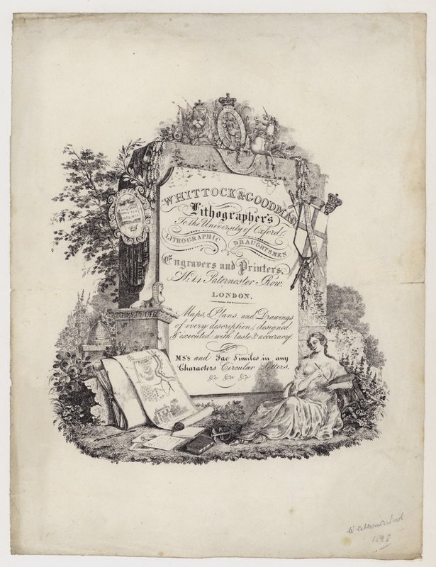 Litograf, Whittock & Goodman, handelskort af English School
