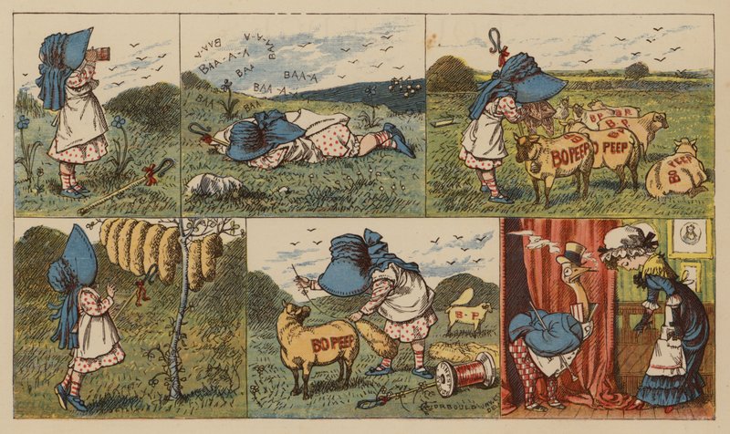 Lille Bo-Peep (farve litho) af English School