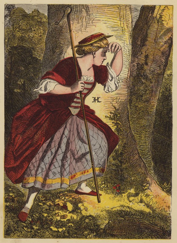 Lille Bo-Peep (farvet gravering) af English School