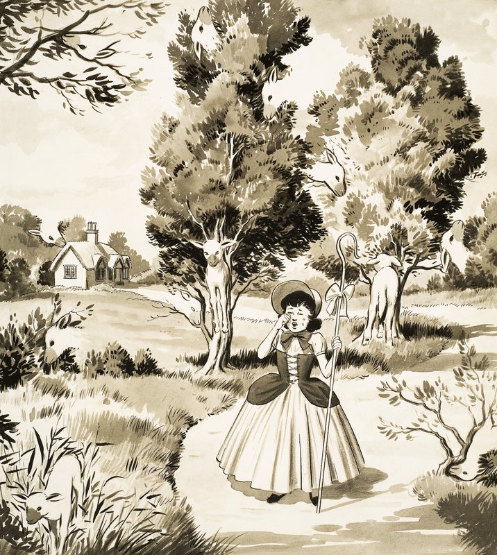 Lille Bo Peep puslespil side af English School
