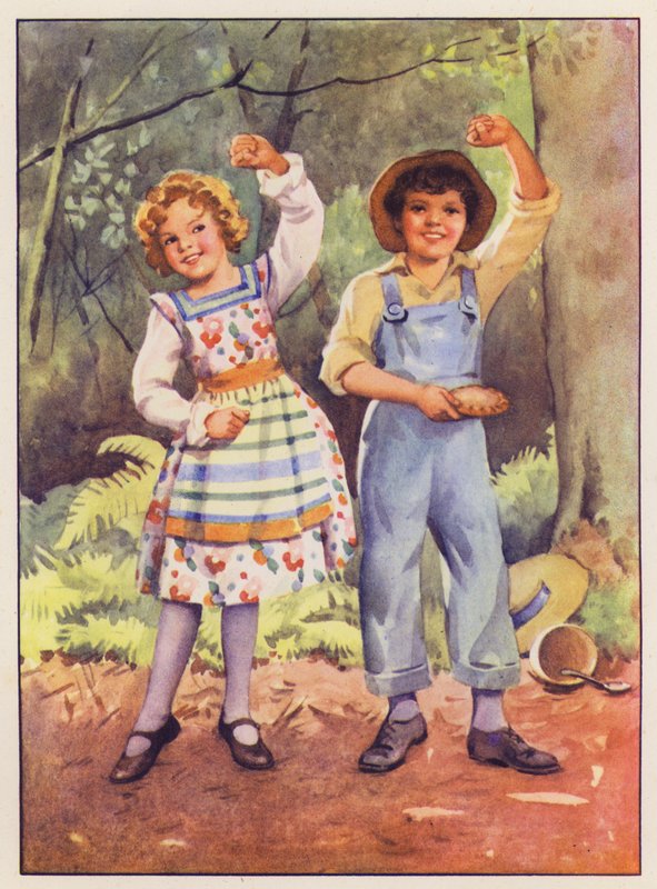 Lille Jack Horner og Lille Miss Muffet (farvelitografi) af English School