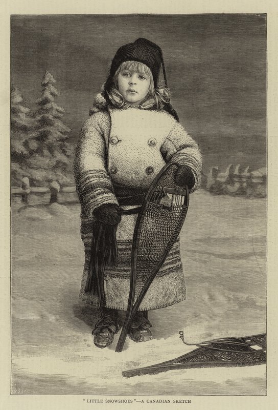 "Små snesko", en canadisk skitse (kobberstik) af English School