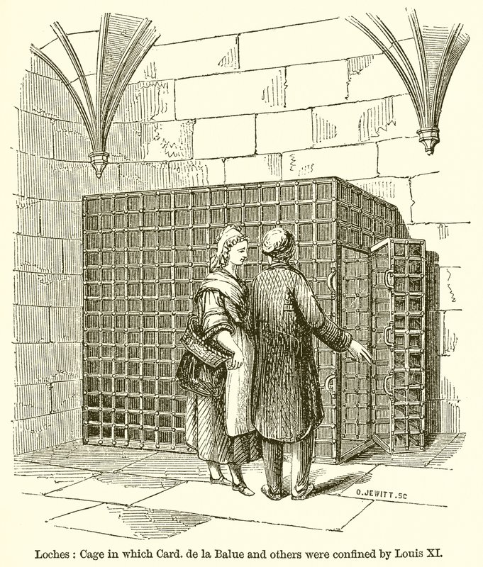 Loches: Bur i hvilket kort. de la Balue og andre blev indespærret af Ludvig XI af English School