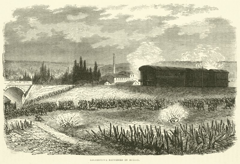 Lokomotivbatterier i aktion, november 1870 af English School