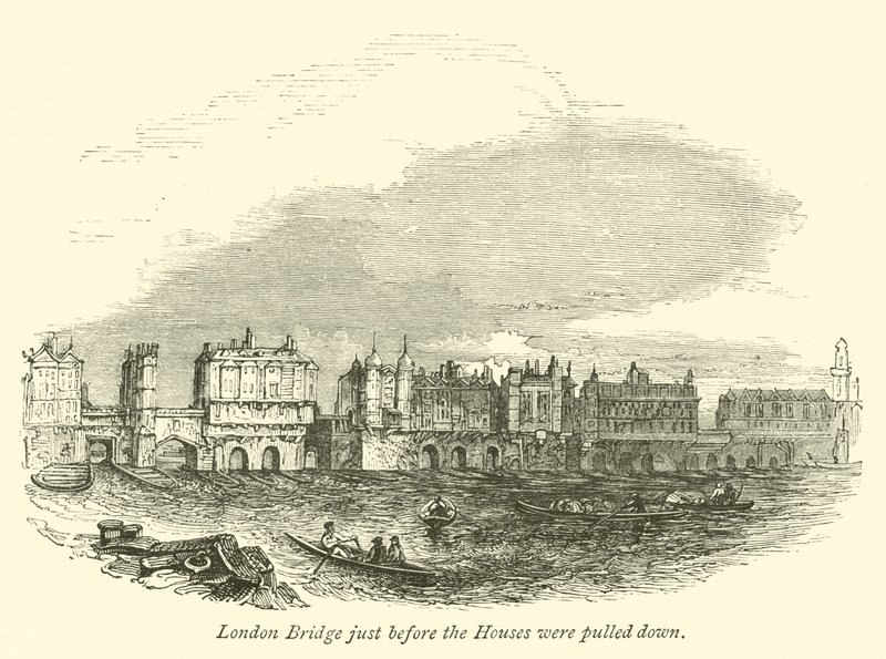 London Bridge just before the Houses were pulled down  af English School