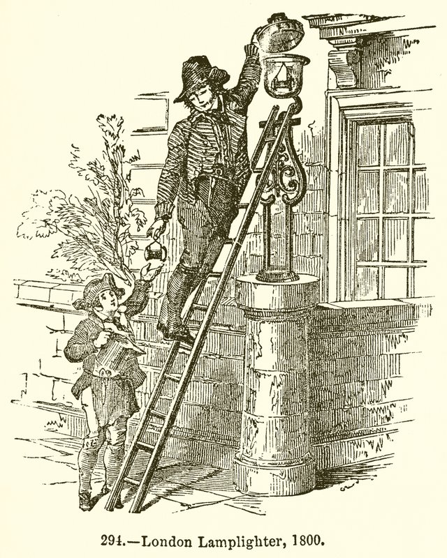 London Lamplighter, 1800 af English School