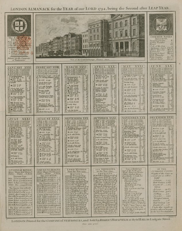 London-almanak for vor Herres år 1794 af English School