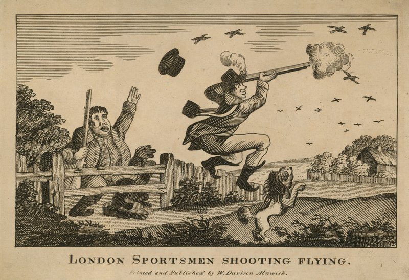 London-sportsmænd, der skyder duer af English School