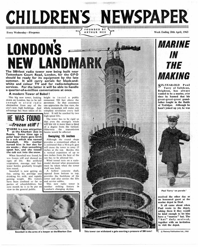 Londons nye vartegn: The Post Office Tower, forsiden af 