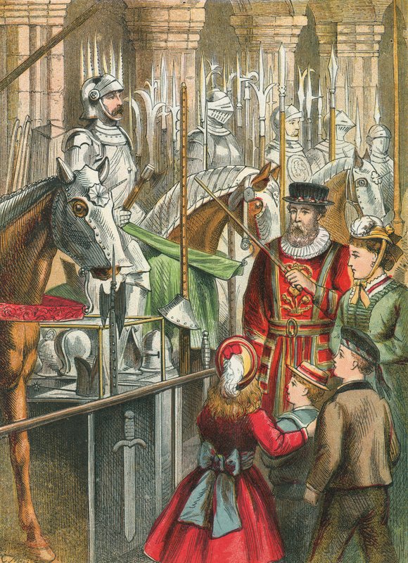 Ser på rustning ved Tower of London af English School