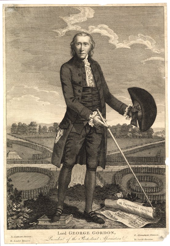 Lord George Gordon, formand for den protestantiske sammenslutning af English School