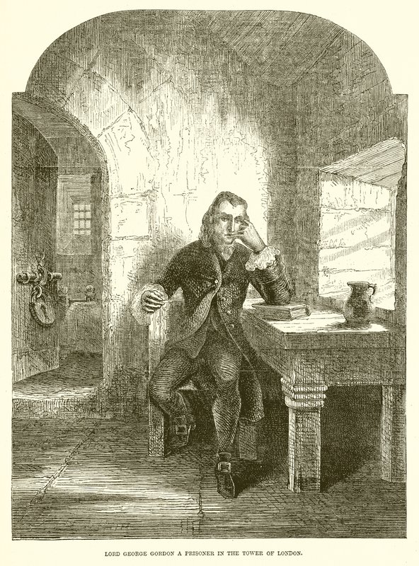 Lord George Gordon en fange i Tower of London af English School