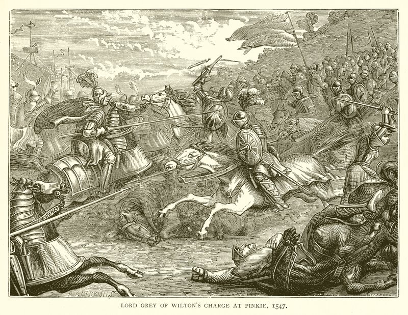 Lord Gray of Wiltons Charge ved Pinkie, 1547 af English School