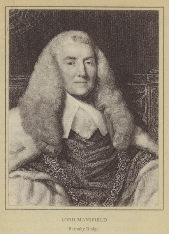 Lord Mansfield, Barnaby Rudge (litho) af English School