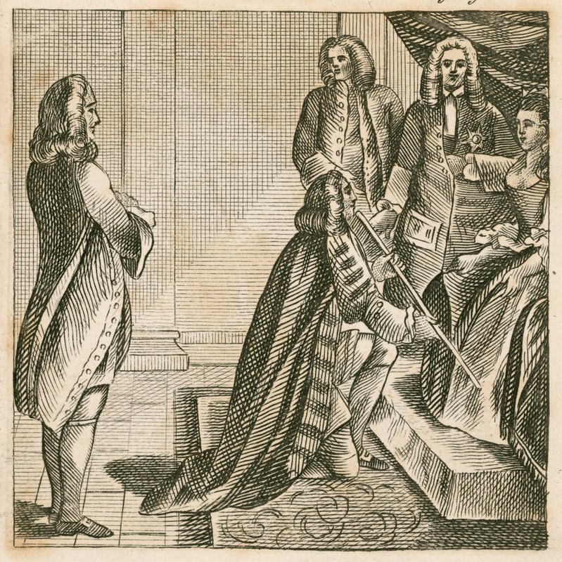 Lord Oxford træder tilbage som Lord High Treasurer for dronning Anne af English School