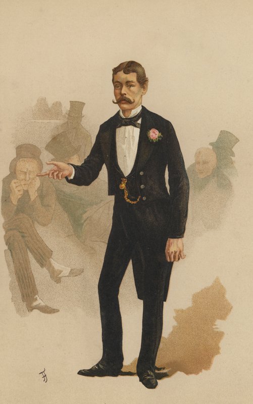 Lord Randolph Churchill, MP, medlem for Woodstock (farve litho) af English School