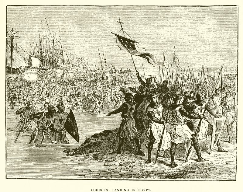 Louis IX lander i Egypten af English School