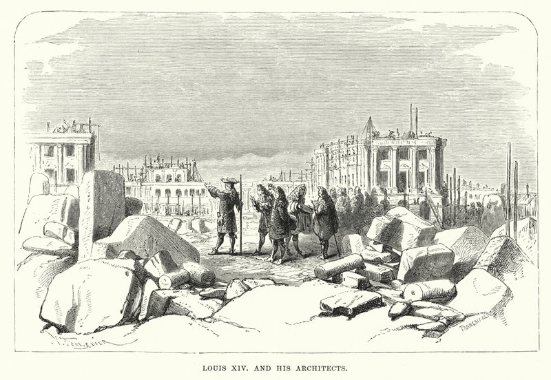 Ludvig XIV og hans arkitekter (gravering) af English School