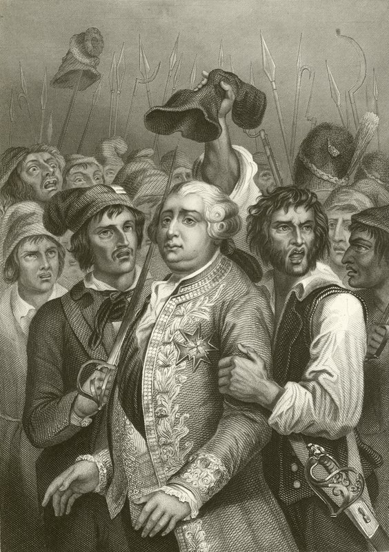 Ludvig XVI truet af pøbelen under deres besøg i Tuilerierne af English School