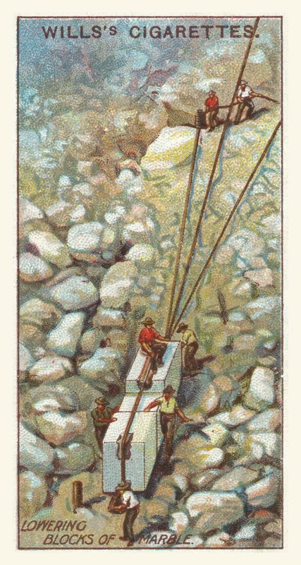 Sænkning af marmorblokke (chromolitho) af English School