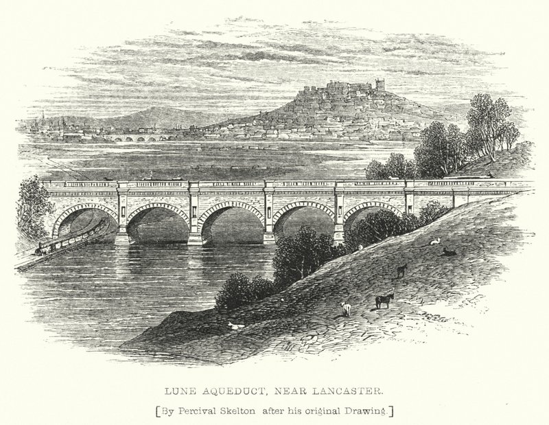 Lune Aqueduct, nær Lancaster (gravering) af English School