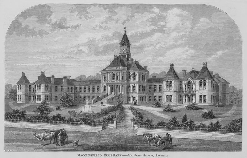 Macclesfield Infirmary (gravering) af English School