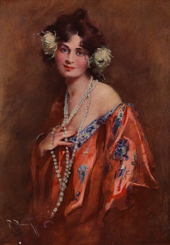 Madame Chrysanthemum (farve litho) af English School