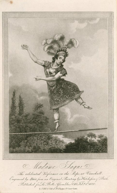 Madame Saqui, den berømte performer på rebet i Vauxhall Gardens, London af English School