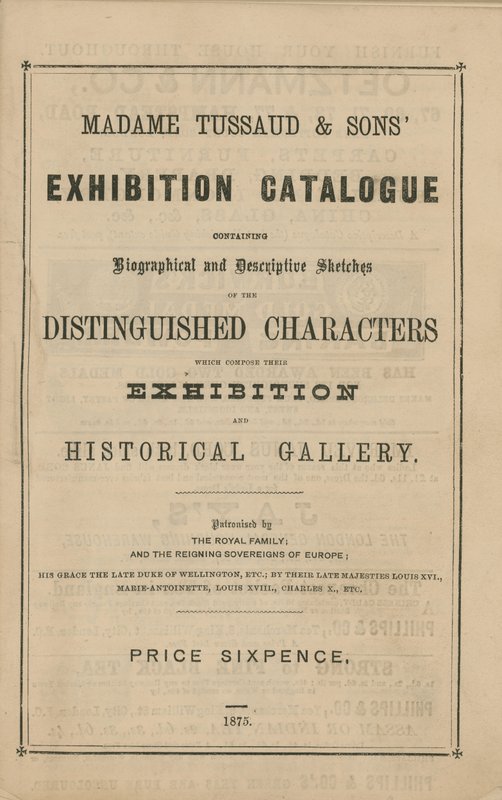 Madame Tussaud & Sons udstillingskatalog for 1875 af English School