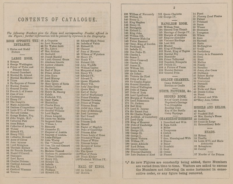 Madame Tussaud & Sons udstillingskatalog for 1875 af English School